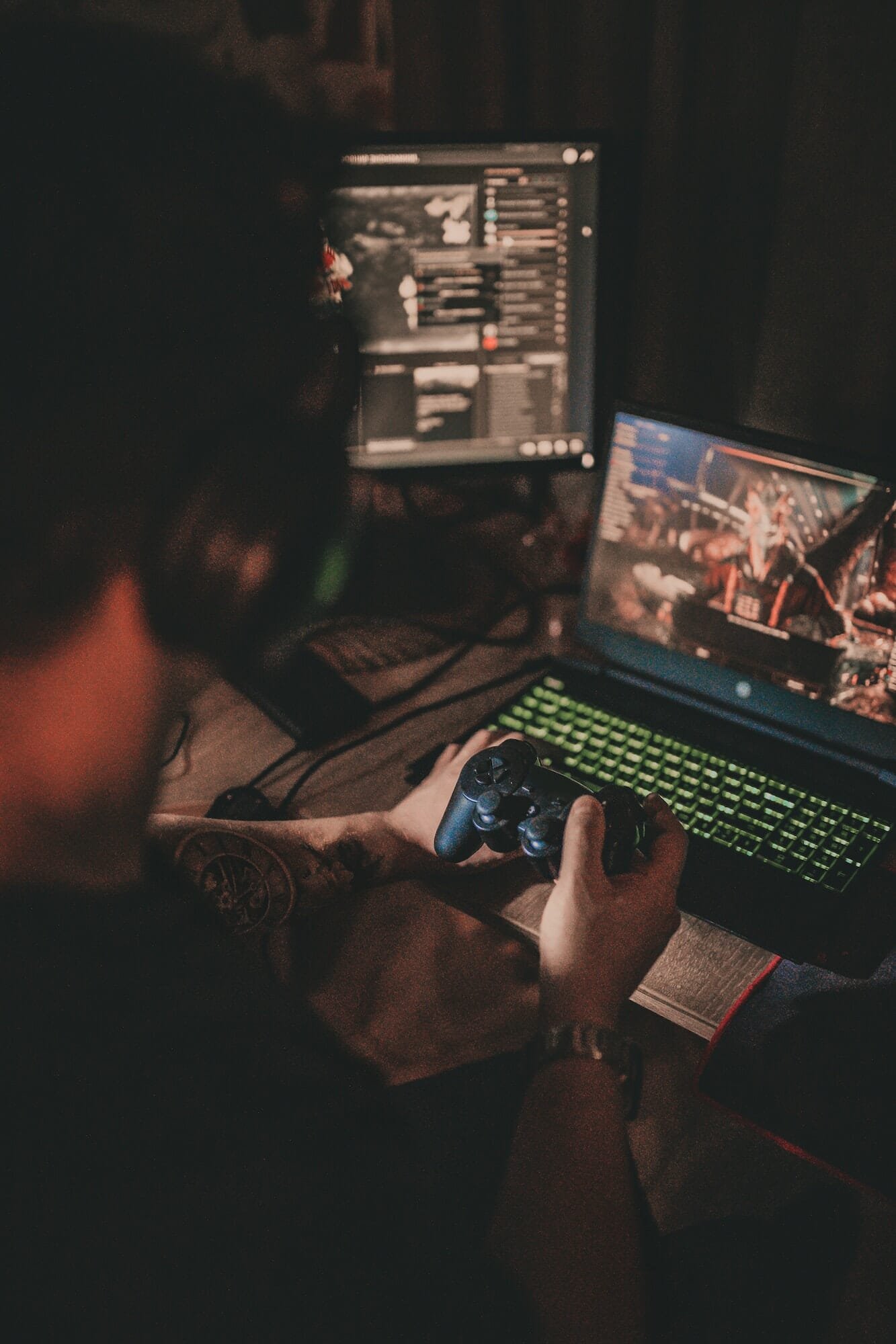 Man playing a computer video game