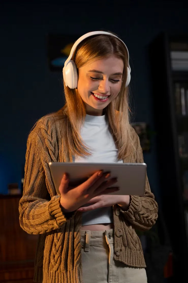User enjoying a mobile game on an iPad, illustrating the engaging experience of mobile game development.