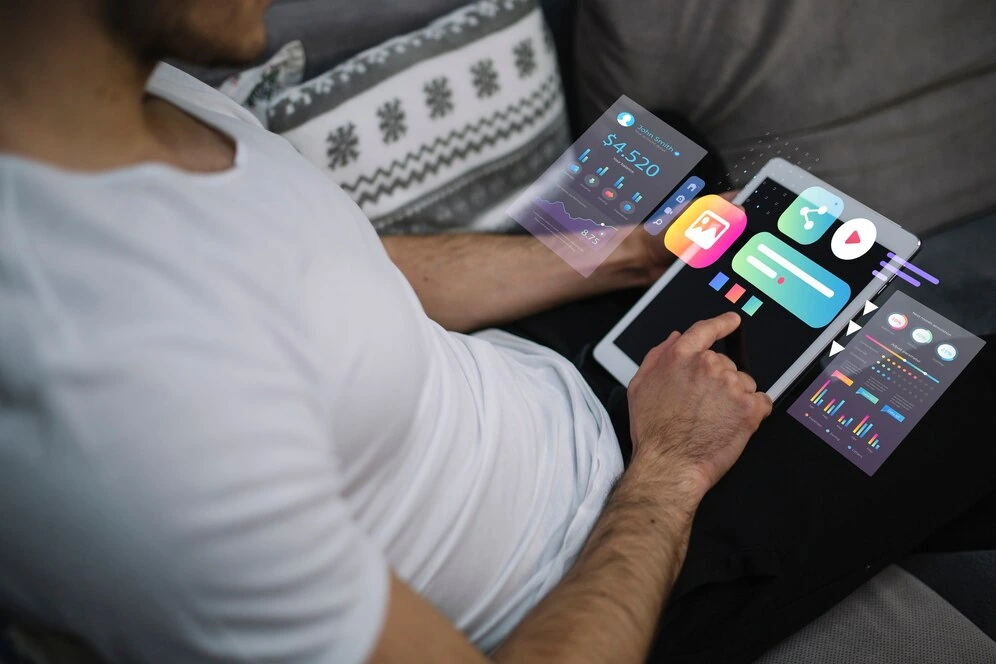 Mobile game development interface showing iOS Game Center and Google Play integration features