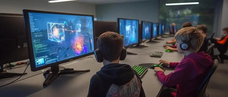 Educational Game Development Agency students learning coding through interactive gaming