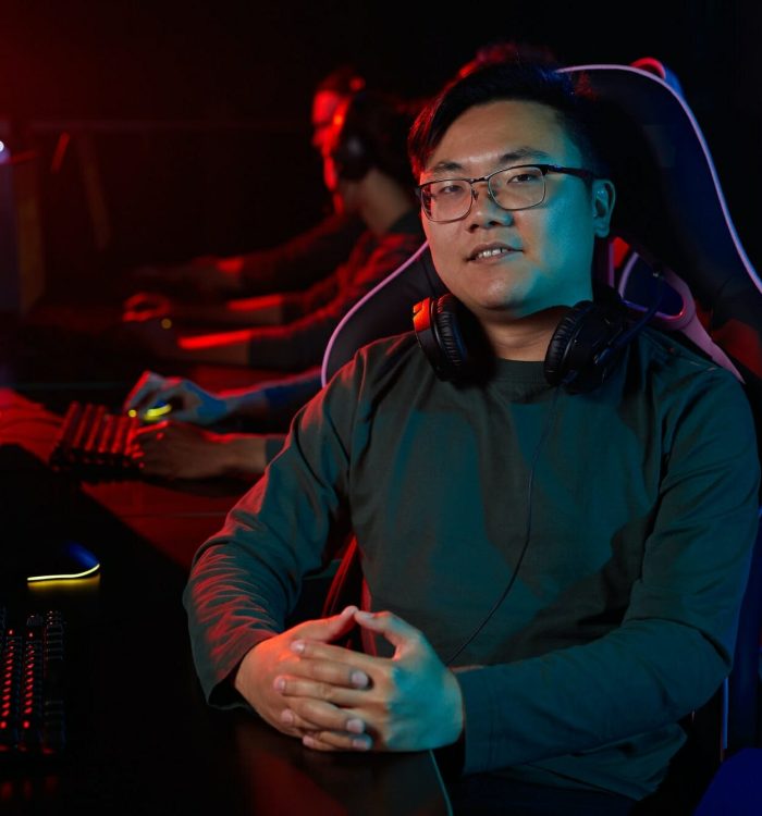 Gamer playing games, Team Sports Games Development Agency